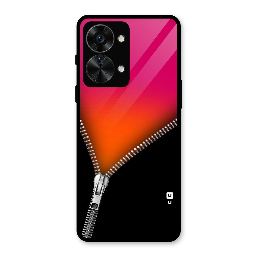 Zipper Print Glass Back Case for OnePlus Nord 2T