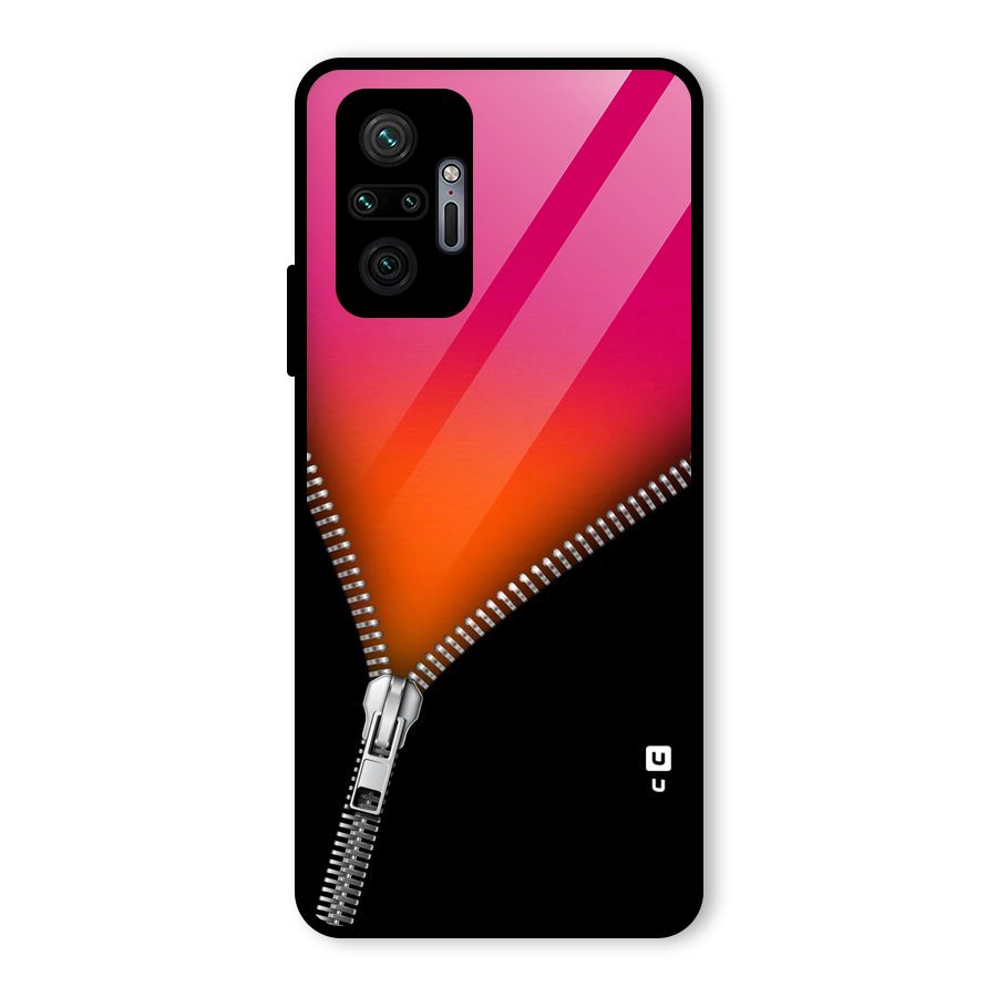 Zipper Print Glass Back Case for Redmi Note 10 Pro Max