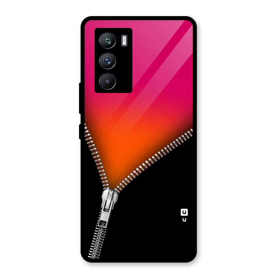 Zipper Print Glass Back Case for Vivo iQOO 9 SE
