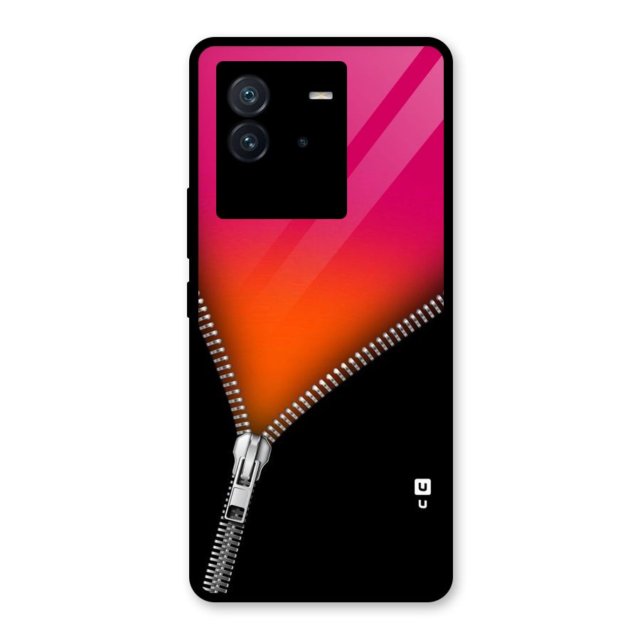 Zipper Print Glass Back Case for Vivo iQOO Neo 6 5G