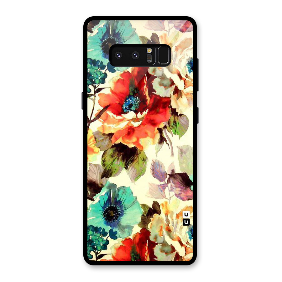Artsy Bloom Flower Glass Back Case for Galaxy Note 8