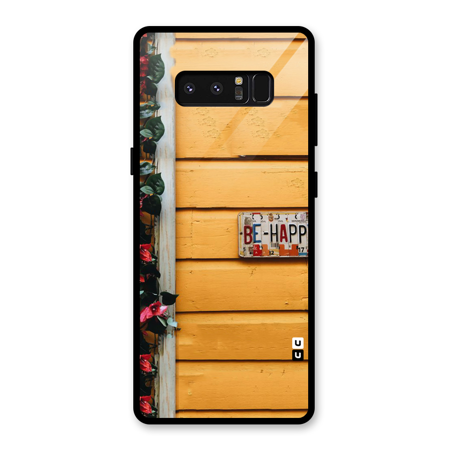 Be Happy Yellow Wall Glass Back Case for Galaxy Note 8