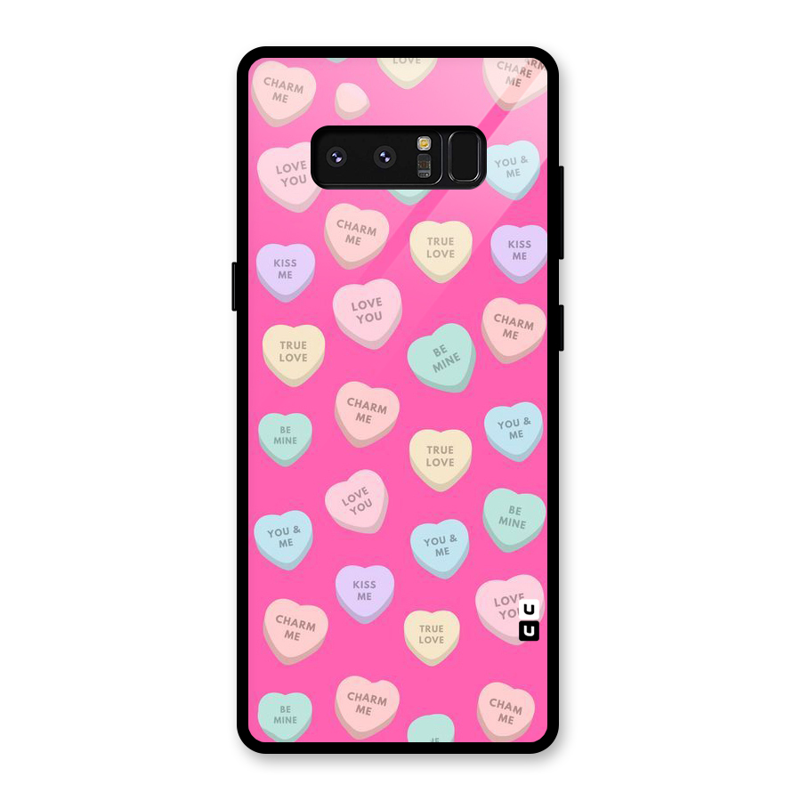 Be Mine Hearts Pattern Glass Back Case for Galaxy Note 8