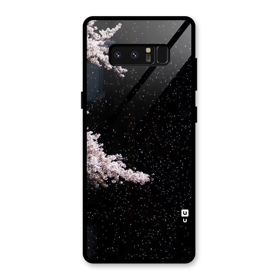 Beautiful Night Sky Flowers Glass Back Case for Galaxy Note 8