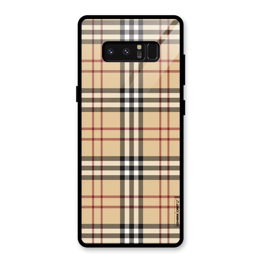 Beige Check Glass Back Case for Galaxy Note 8