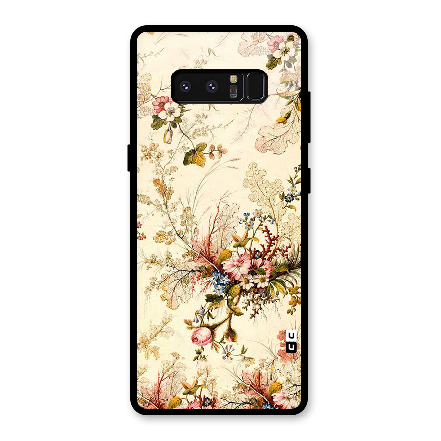 Beige Floral Glass Back Case for Galaxy Note 8