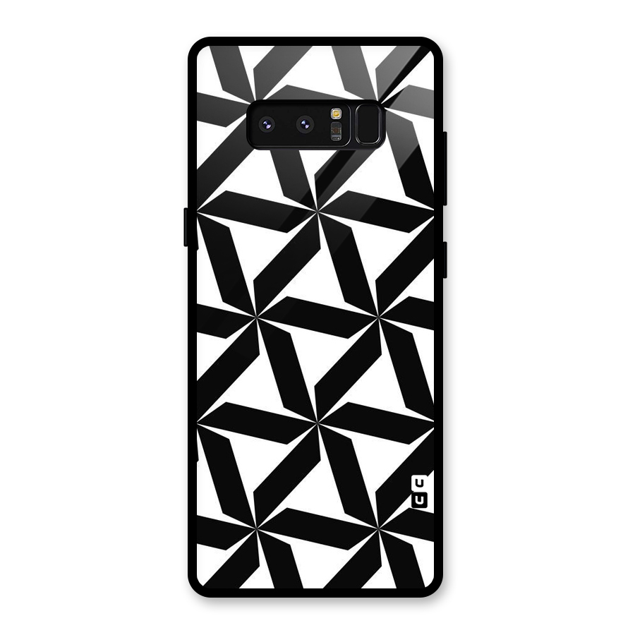 Black White Fan Design Glass Back Case for Galaxy Note 8