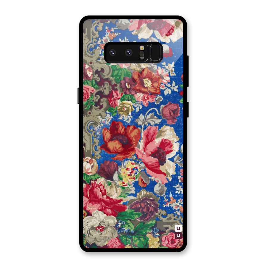 Block Printed Flowers Glass Back Case for Galaxy Note 8