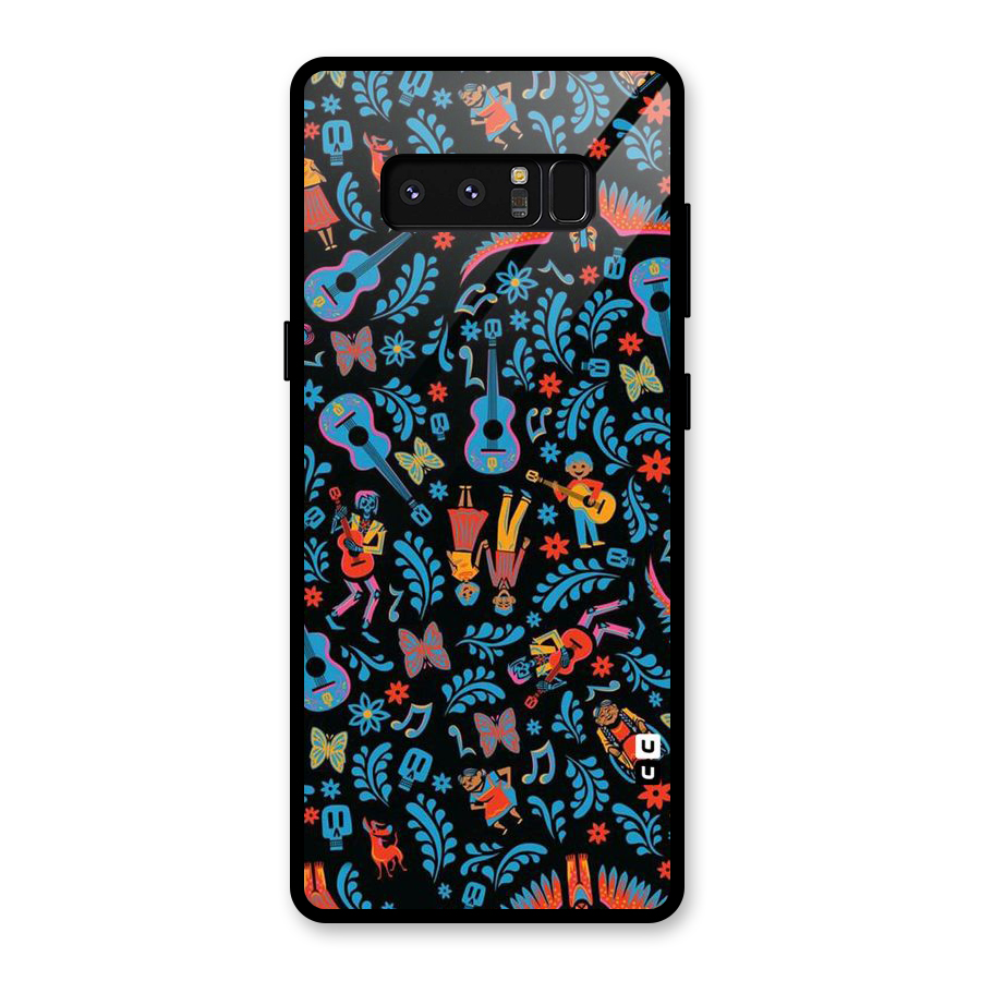 Blue Guitar Pattern Glass Back Case for Galaxy Note 8