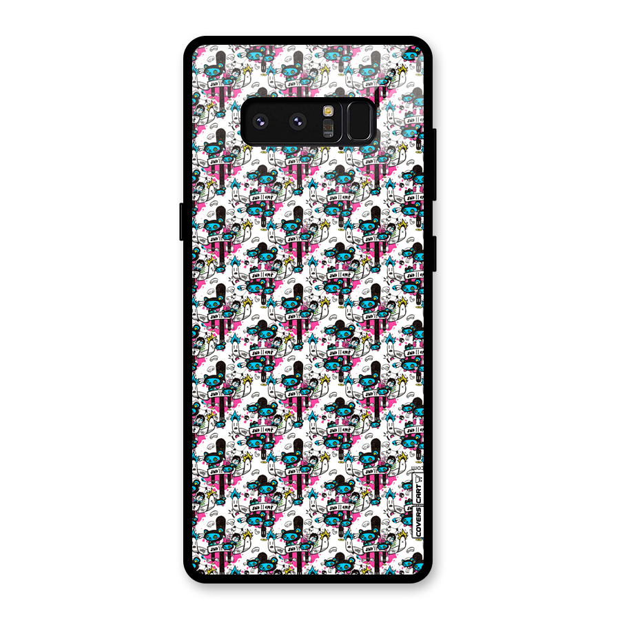 Blue Pink Pattern Glass Back Case for Galaxy Note 8