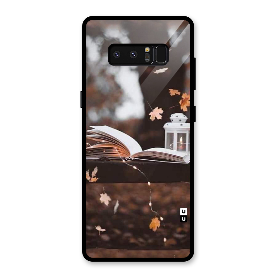 Book and Fall Leaves Glass Back Case for Galaxy Note 8