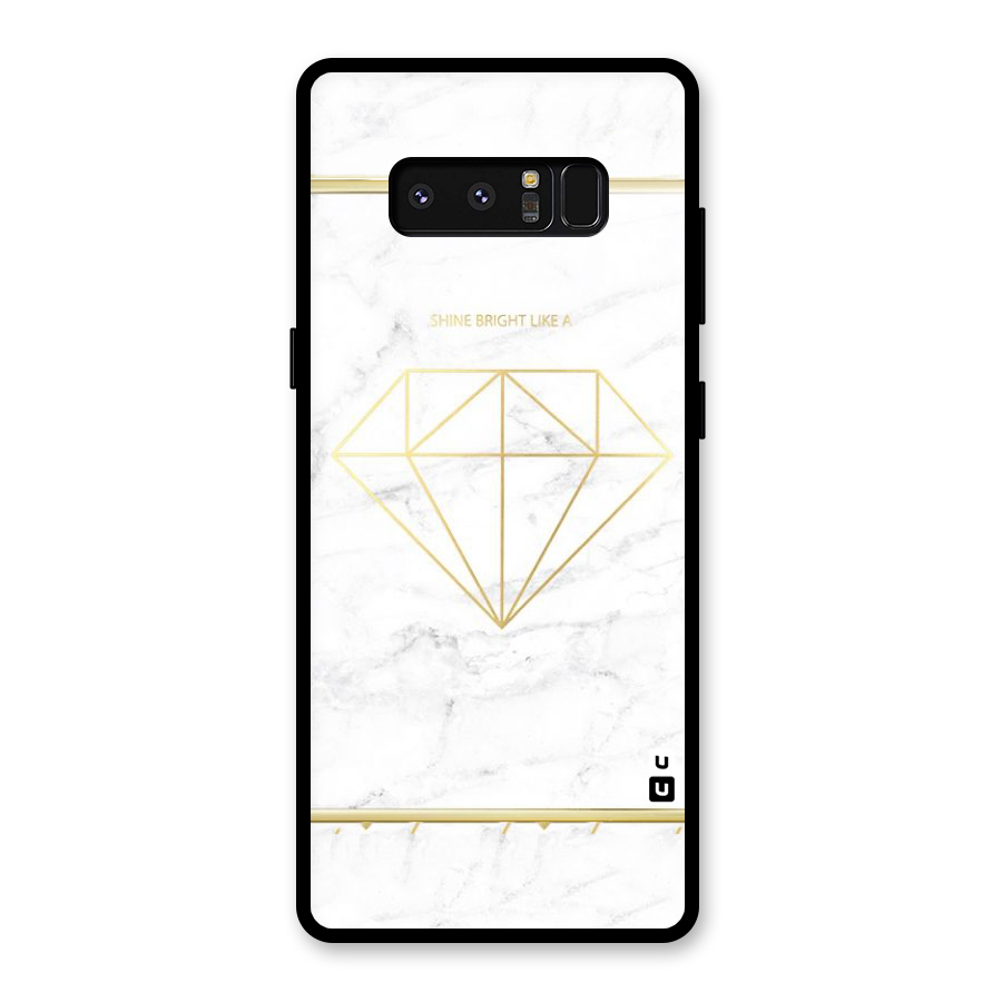 Bright Gold Diamond Glass Back Case for Galaxy Note 8