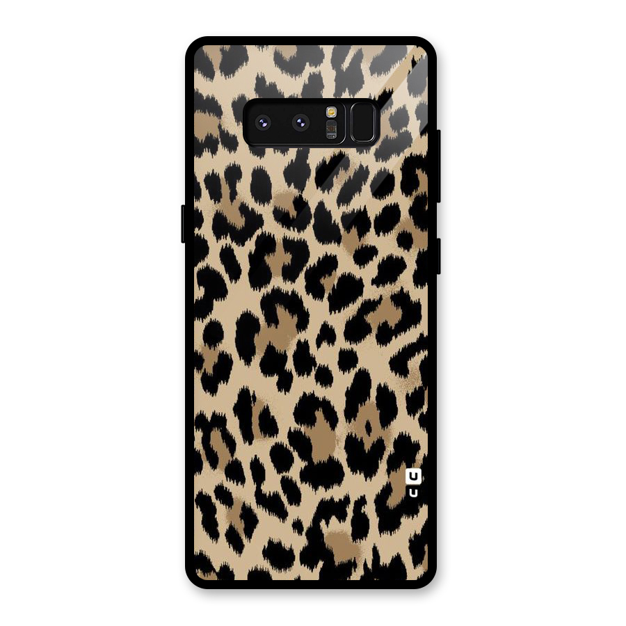Brown Leapord Print Glass Back Case for Galaxy Note 8