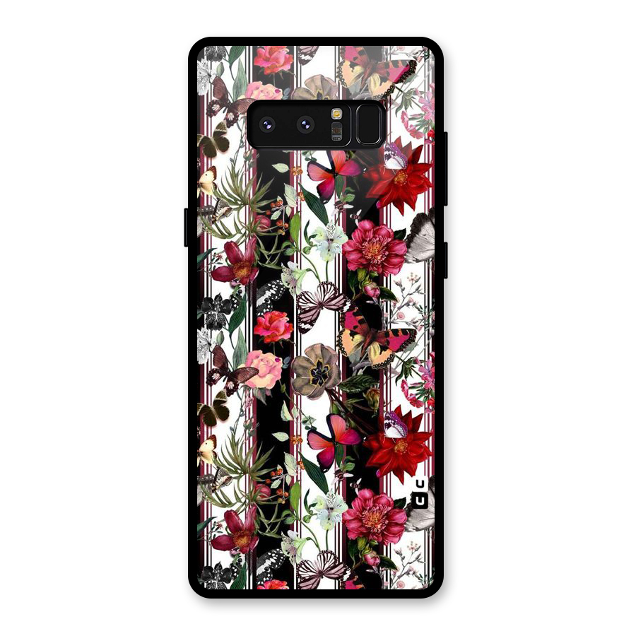 Butterfly Flowers Glass Back Case for Galaxy Note 8