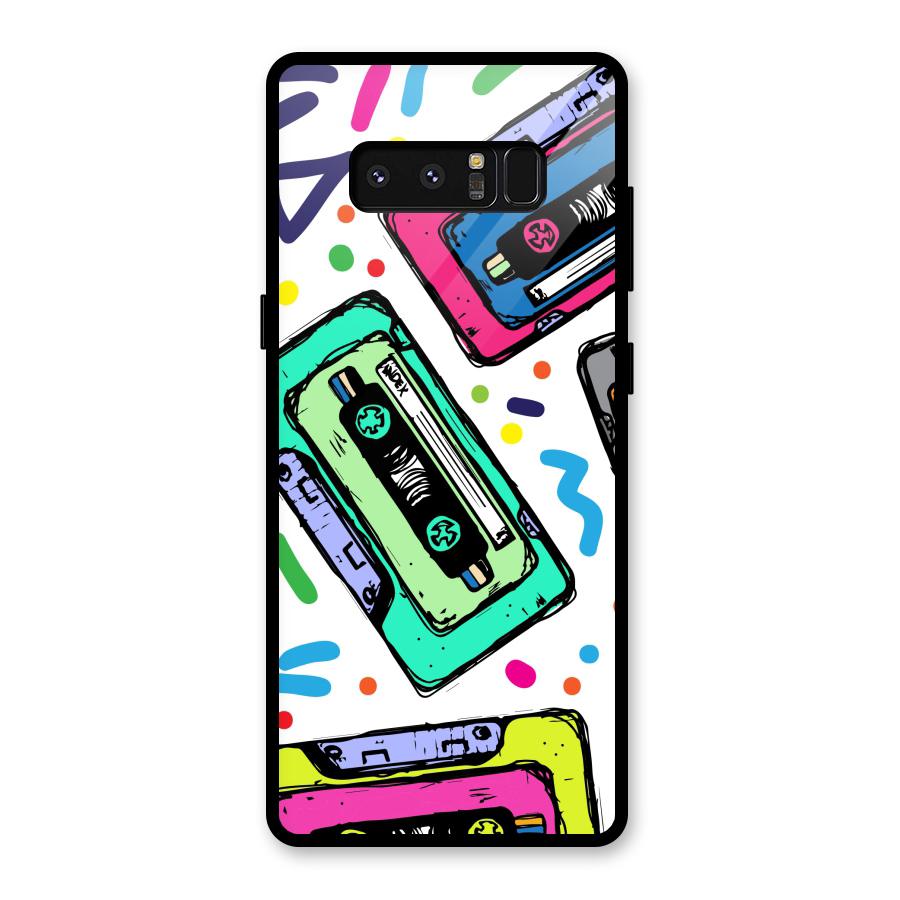 Cassette Pattern Glass Back Case for Galaxy Note 8