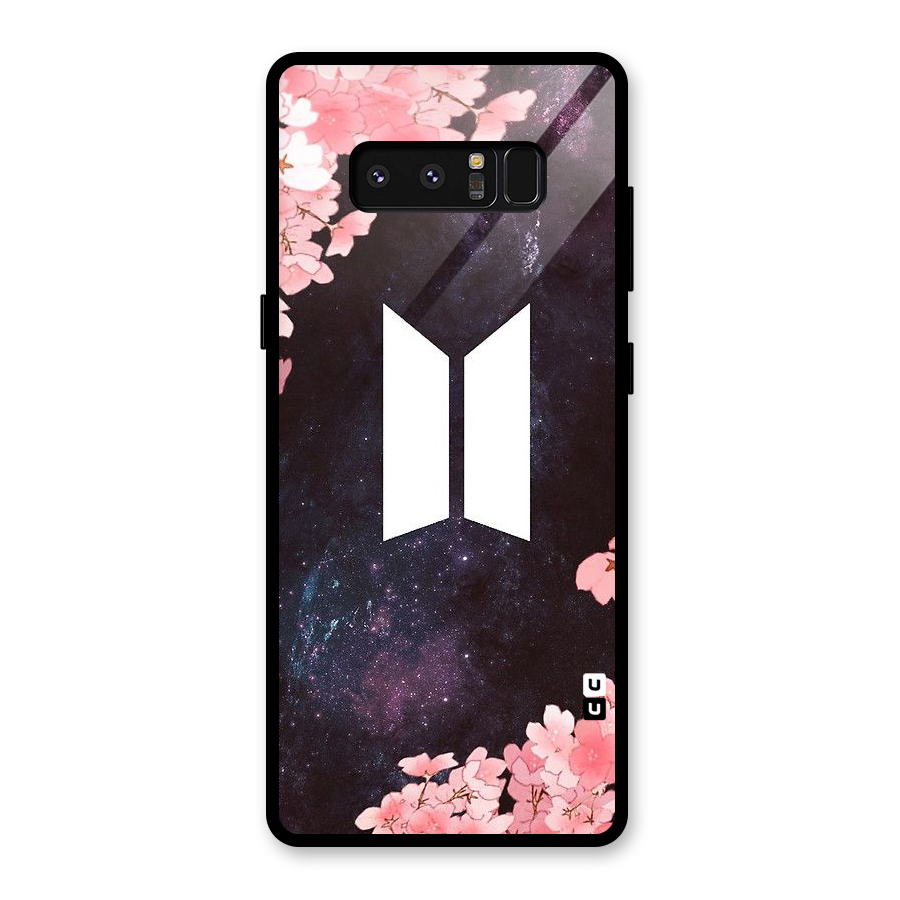 Cherry Blossom Pause Design Glass Back Case for Galaxy Note 8