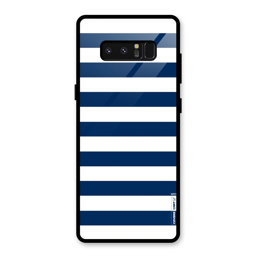 Classic Blue White Stripes Glass Back Case for Galaxy Note 8