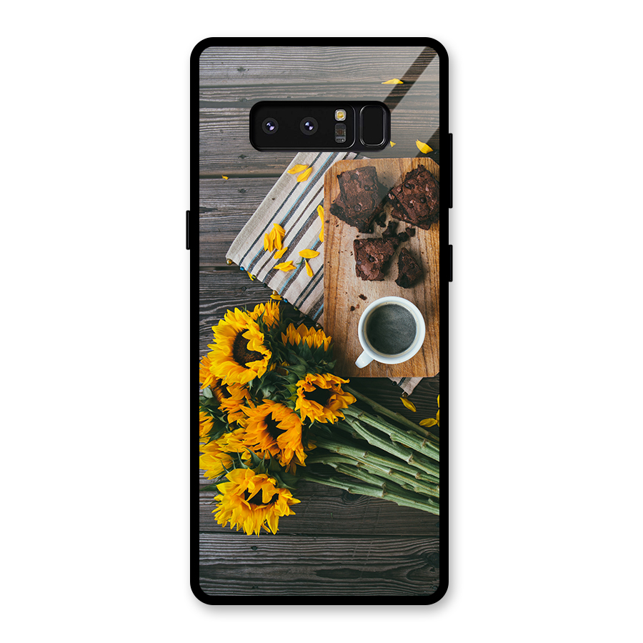 Coffee and Flowers Glass Back Case for Galaxy Note 8