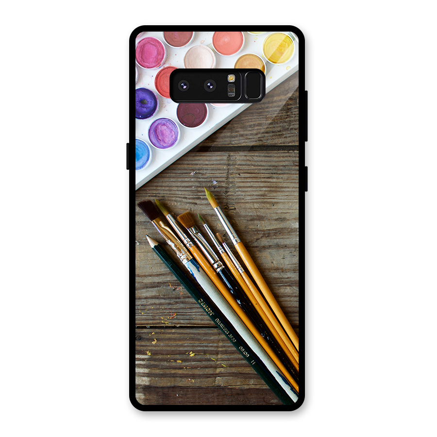 Color Palette and Brush Glass Back Case for Galaxy Note 8
