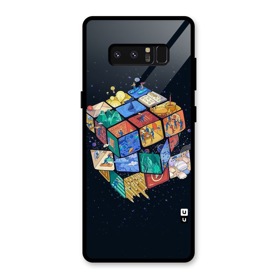 Coloured Rubic Glass Back Case for Galaxy Note 8