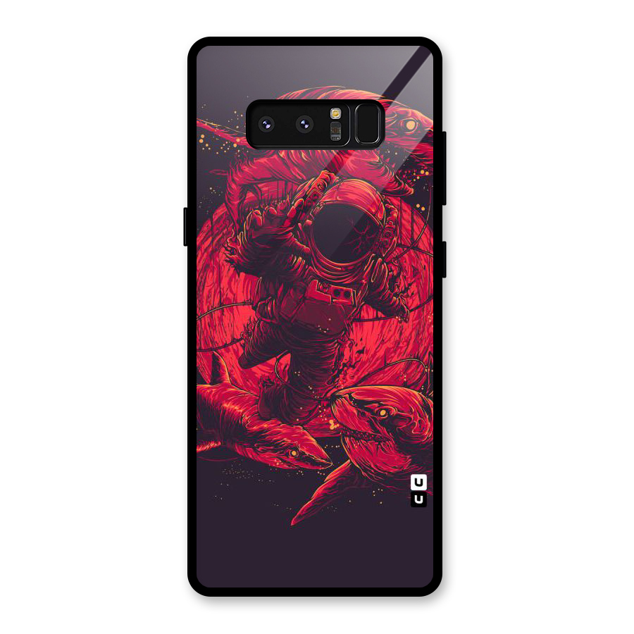 Coloured Spaceman Glass Back Case for Galaxy Note 8