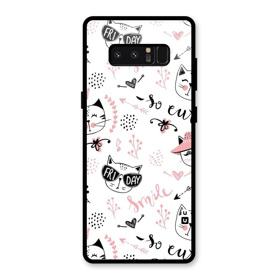 Cute Cat Swag Glass Back Case for Galaxy Note 8