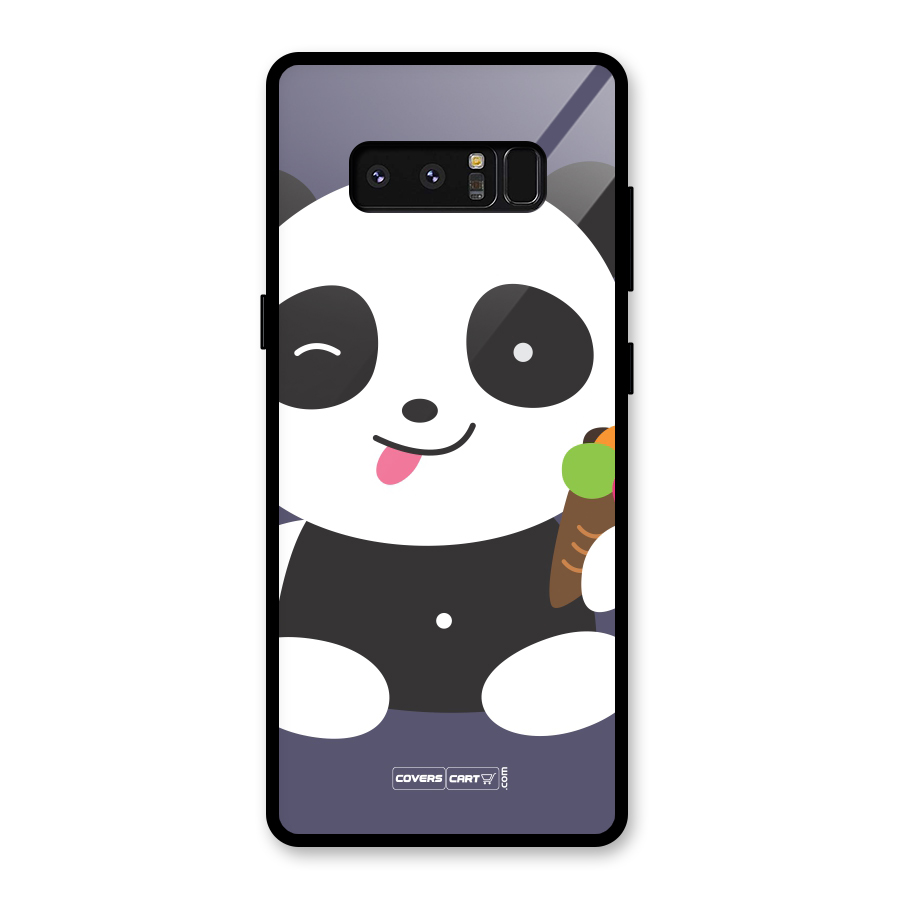 Cute Panda Blue Glass Back Case for Galaxy Note 8
