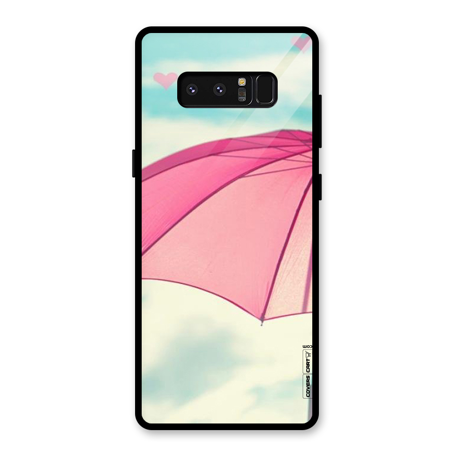 Cute Pink Umbrella Glass Back Case for Galaxy Note 8