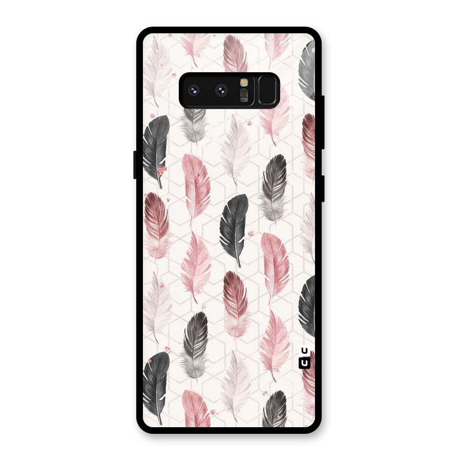 Feather Line Pattern Glass Back Case for Galaxy Note 8