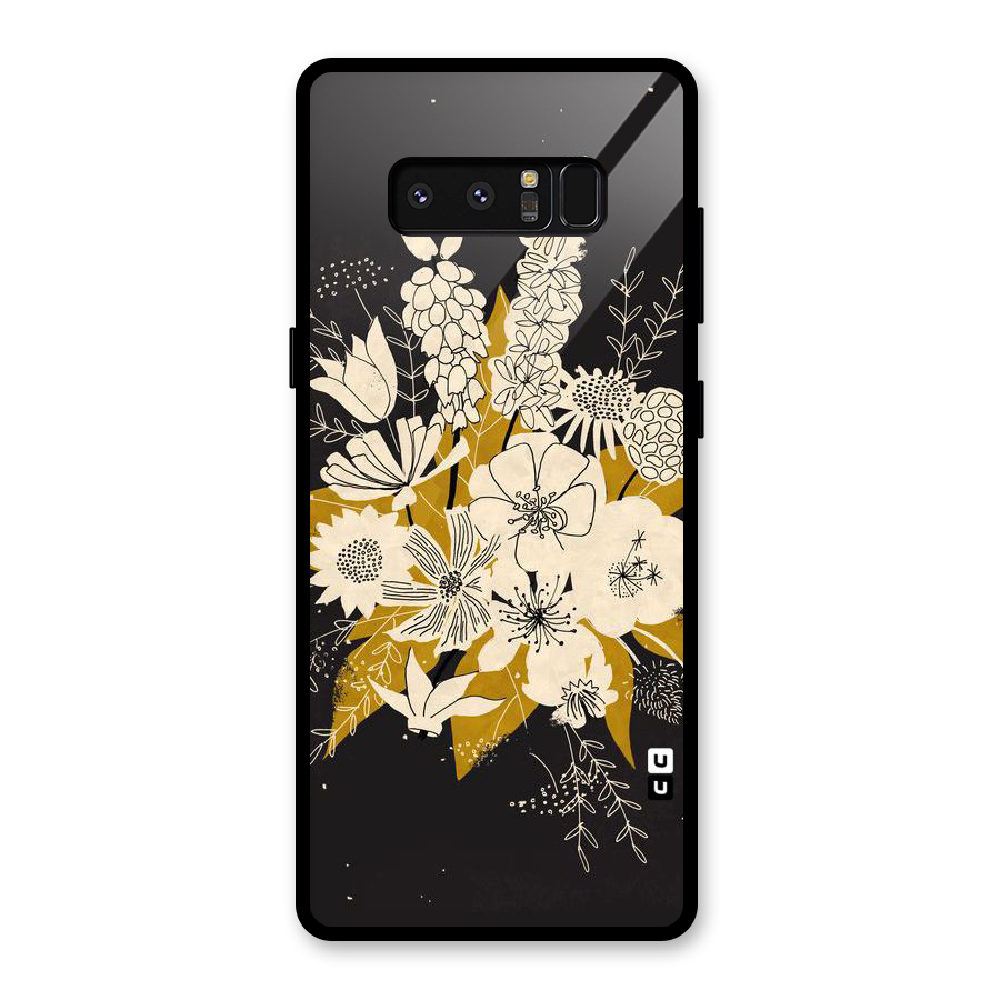 Flower Drawing Glass Back Case for Galaxy Note 8