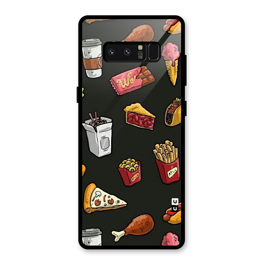 Foodie Pattern Glass Back Case for Galaxy Note 8