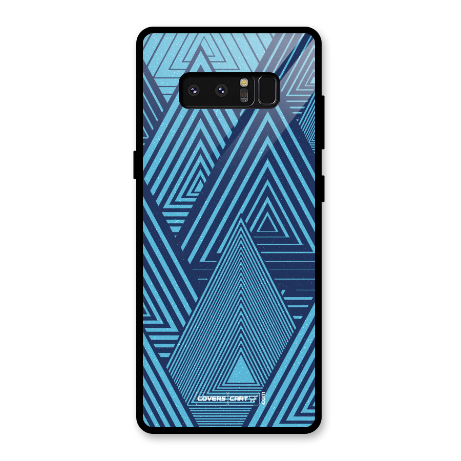 Geometric Blue Print Glass Back Case for Galaxy Note 8