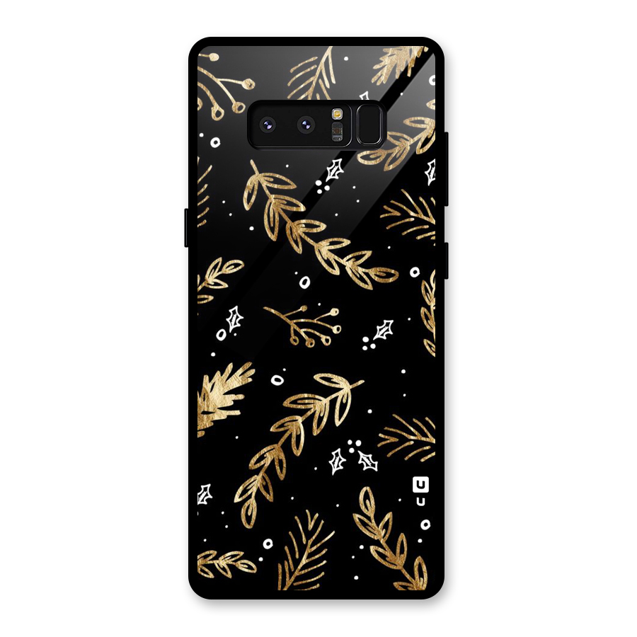 Gold Palm Leaves Glass Back Case for Galaxy Note 8