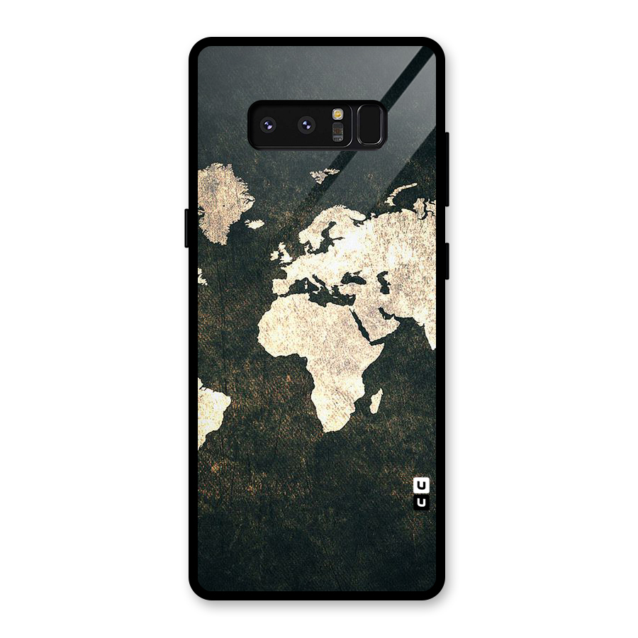 Green Gold Map Design Glass Back Case for Galaxy Note 8