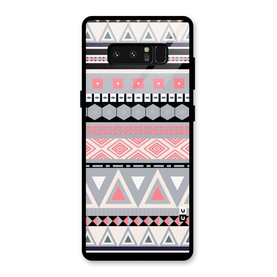 Grey Pink Pattern Glass Back Case for Galaxy Note 8