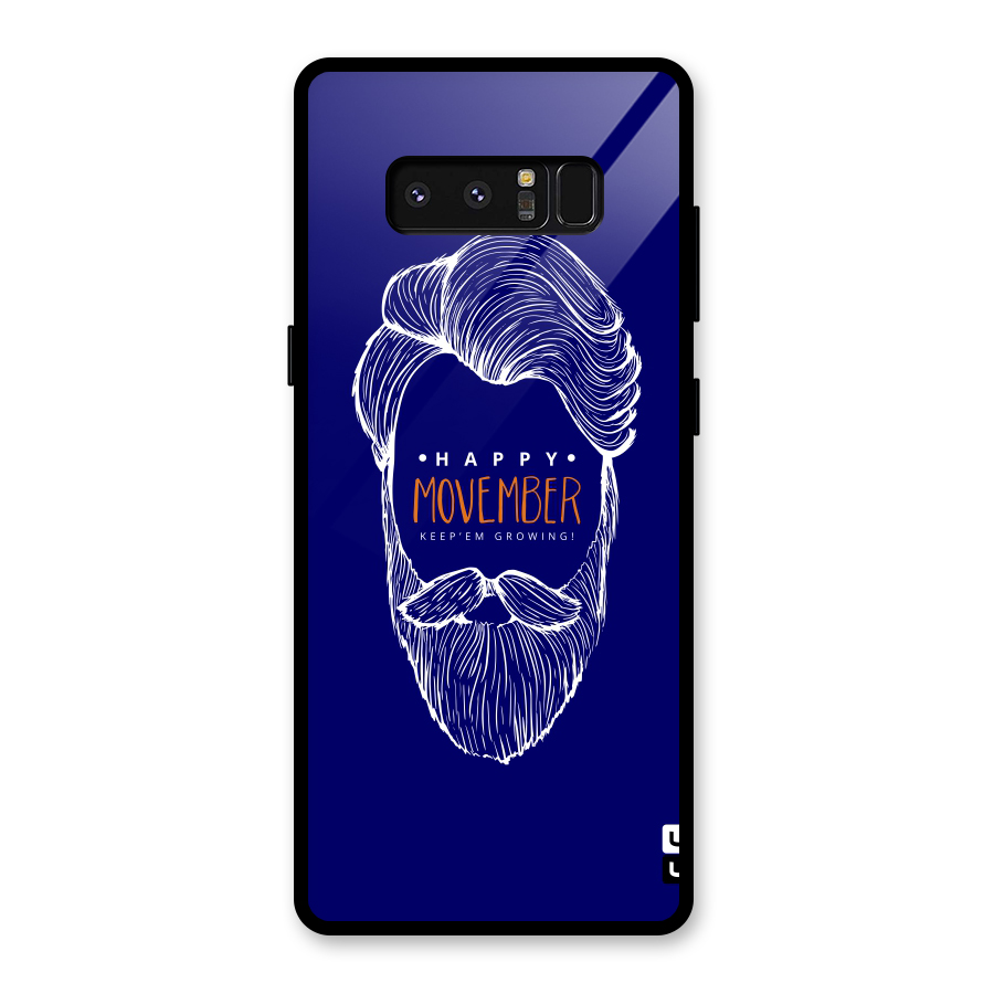 Happy Movember Blue Glass Back Case for Galaxy Note 8