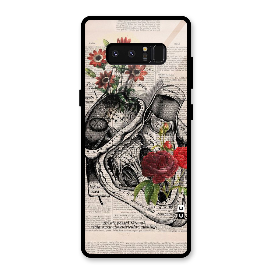 Heart Newspaper Glass Back Case for Galaxy Note 8