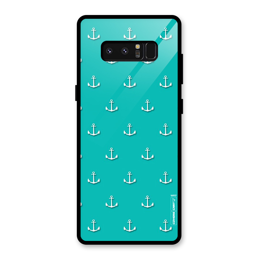 Light Blue Anchor Glass Back Case for Galaxy Note 8