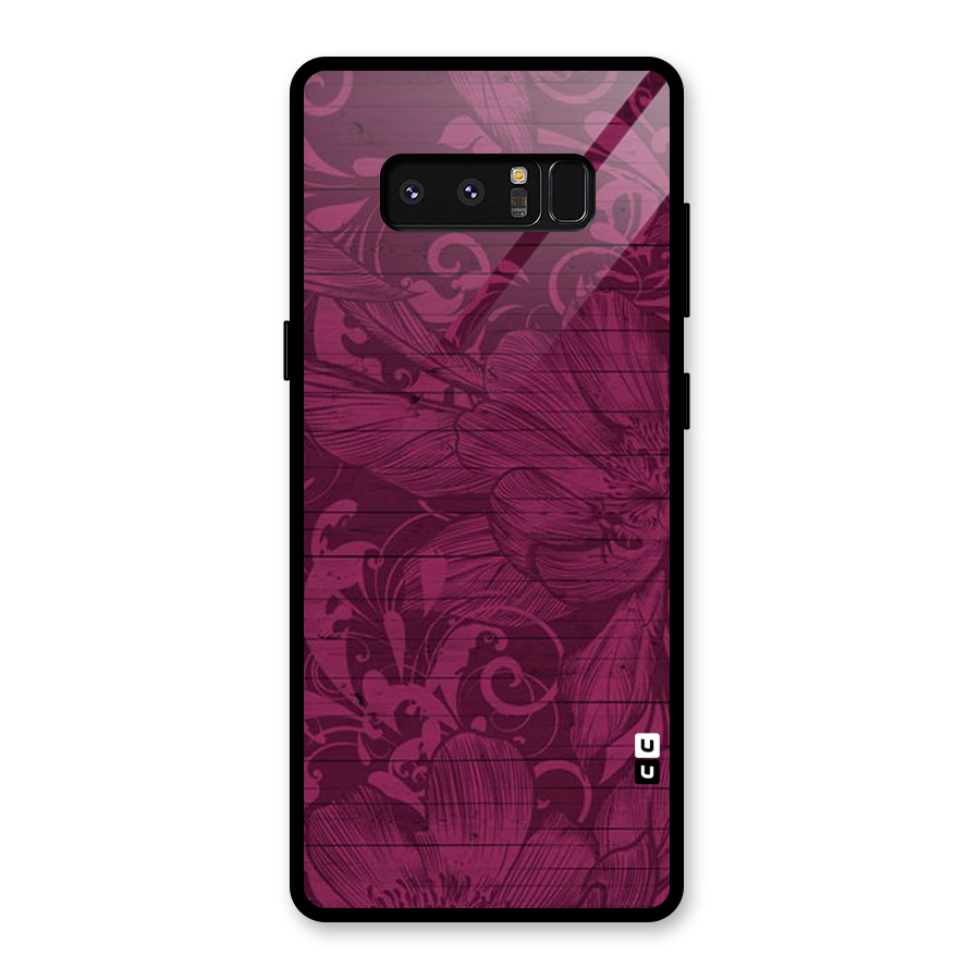 Magenta Floral Pattern Glass Back Case for Galaxy Note 8