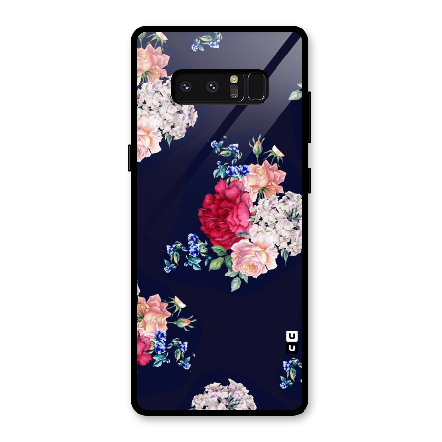 Magenta Peach Floral Glass Back Case for Galaxy Note 8