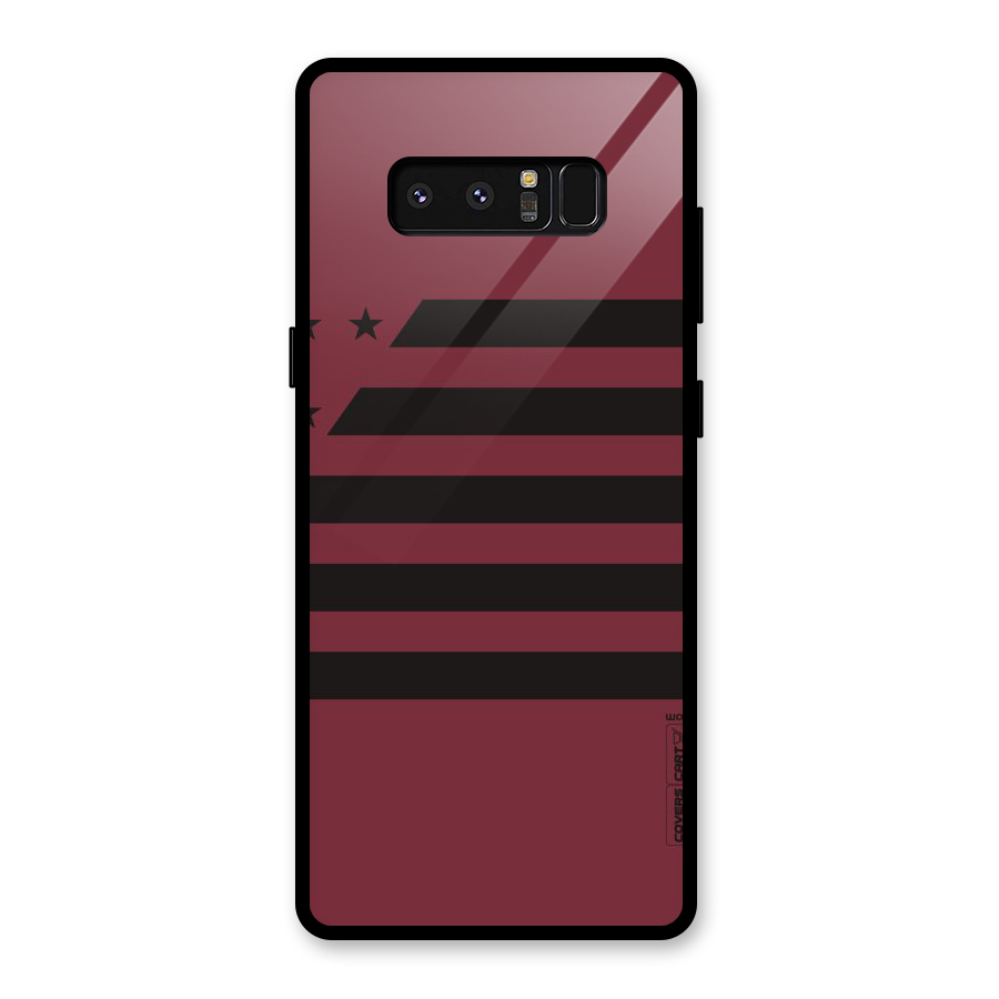 Maroon Star Striped Glass Back Case for Galaxy Note 8