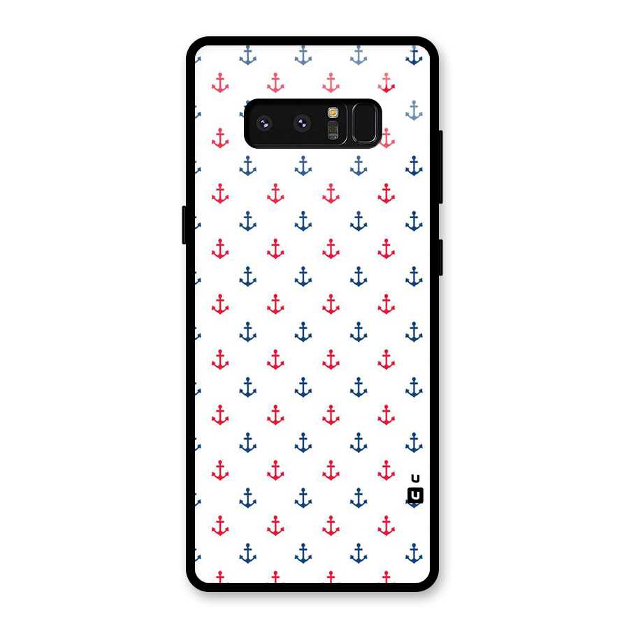 Minimal Anchor Pattern Glass Back Case for Galaxy Note 8