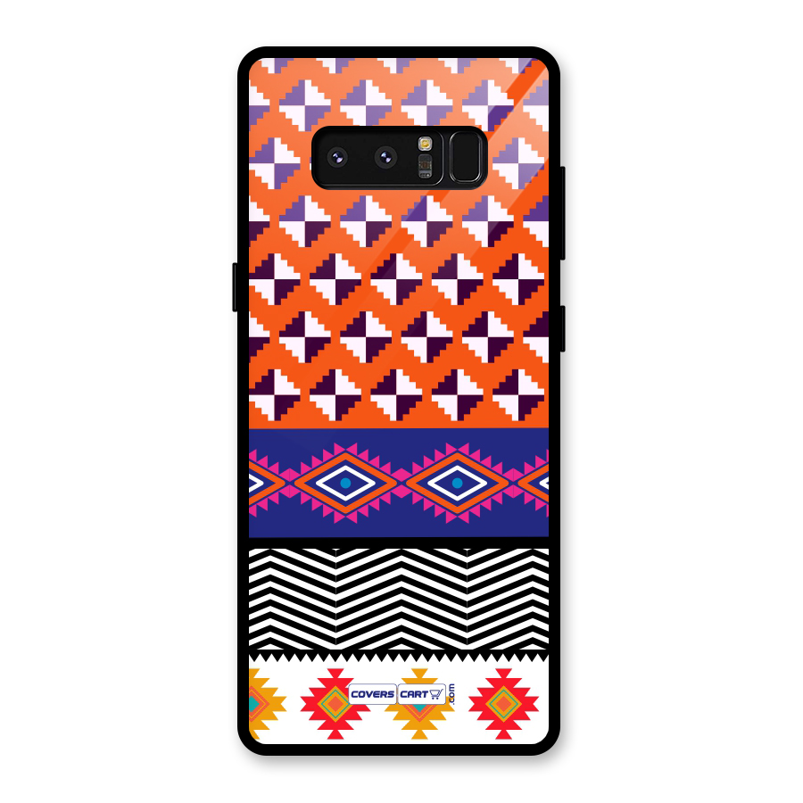 Mixed Pattern Aztec Glass Back Case for Galaxy Note 8
