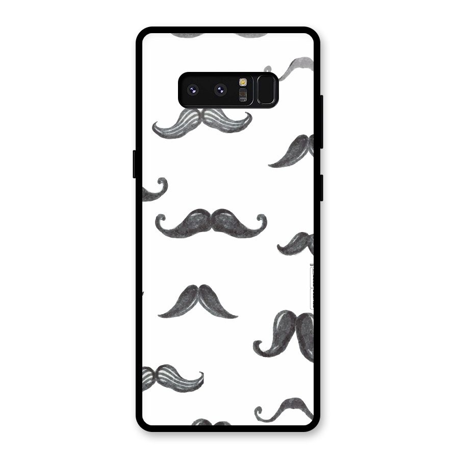 Moustache Pattern (Black) Glass Back Case for Galaxy Note 8