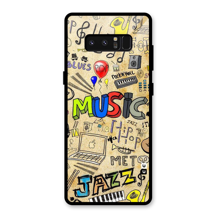 Music Pattern Glass Back Case for Galaxy Note 8