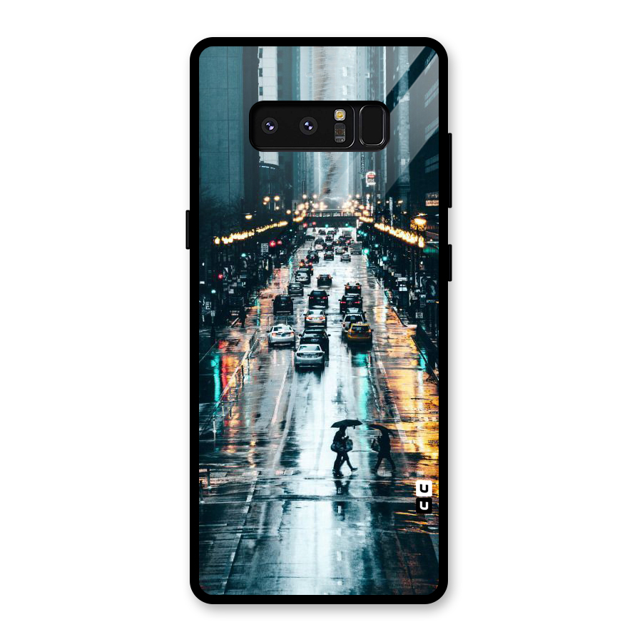 NY Streets Rainy Glass Back Case for Galaxy Note 8
