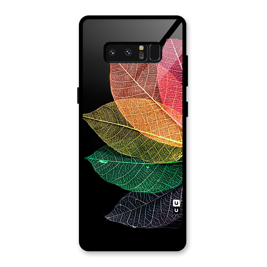 Net Leaf Color Design Glass Back Case for Galaxy Note 8