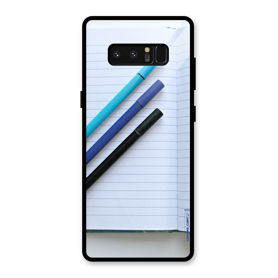 Notebook And Pens Glass Back Case for Galaxy Note 8