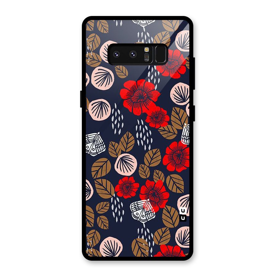 Orange Flora Glass Back Case for Galaxy Note 8