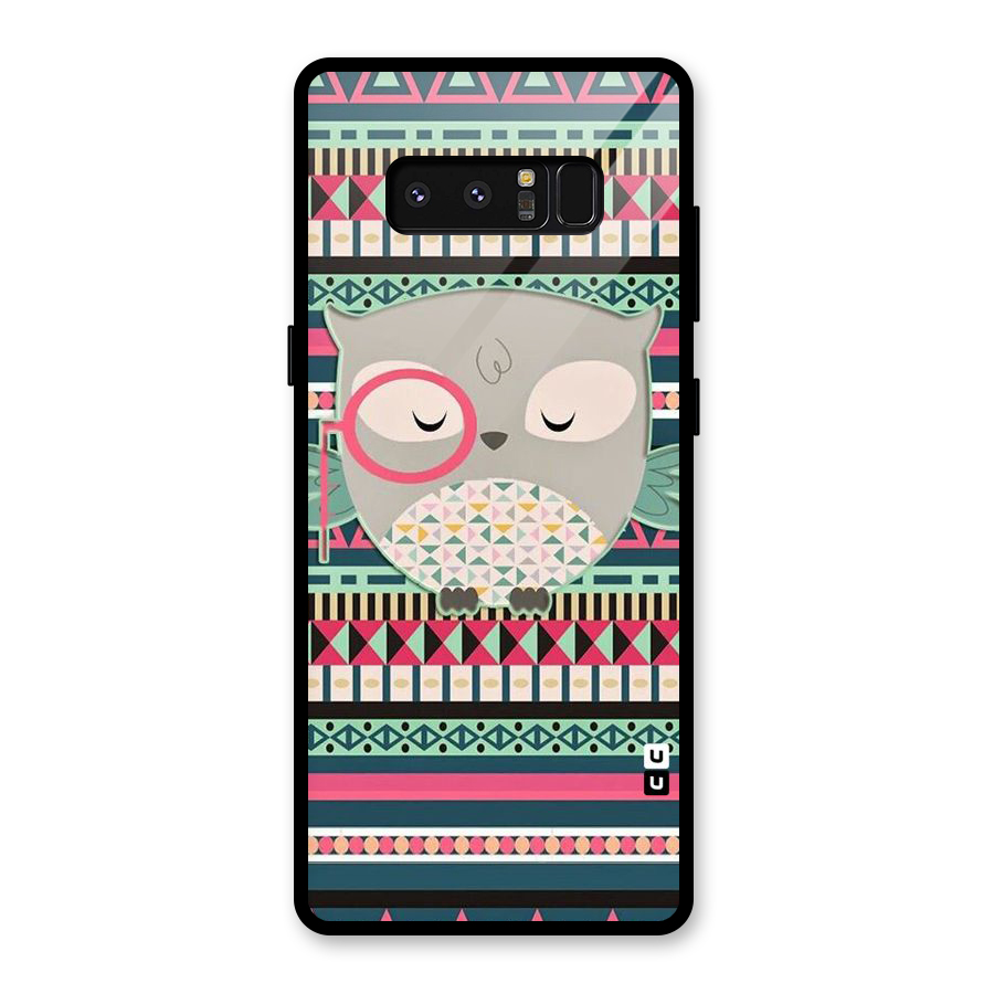 Owl Cute Pattern Glass Back Case for Galaxy Note 8